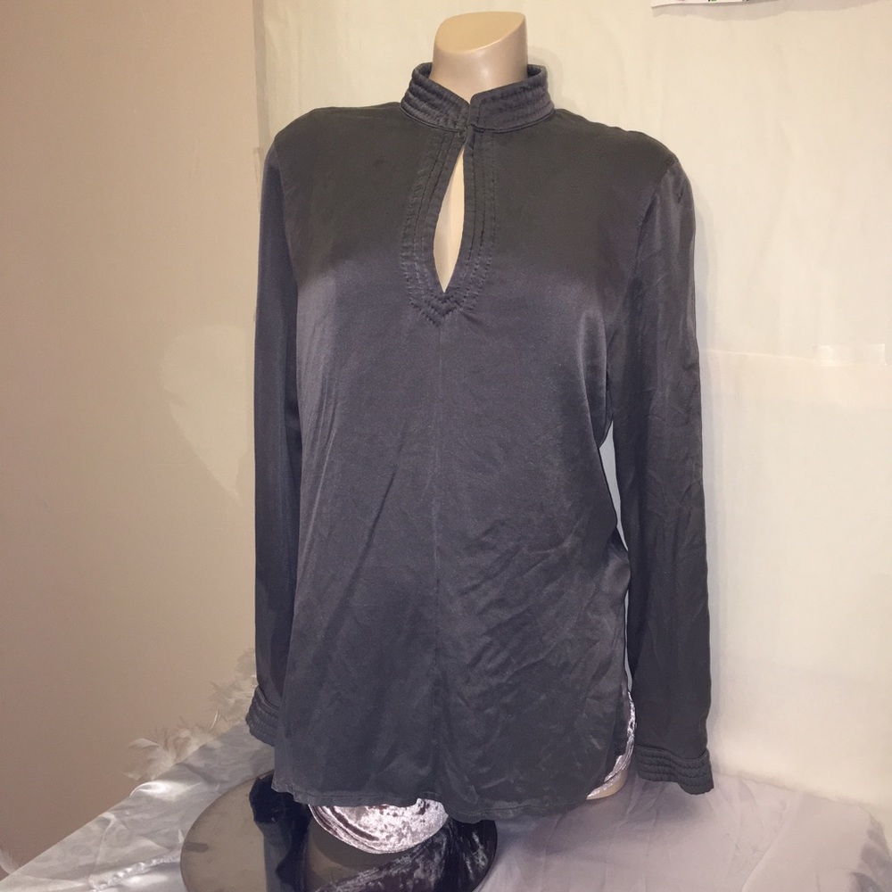 Pewter Grey silk (?) pullover top